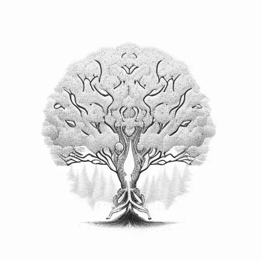 A money tree with intricate ornament details tattoo design idea