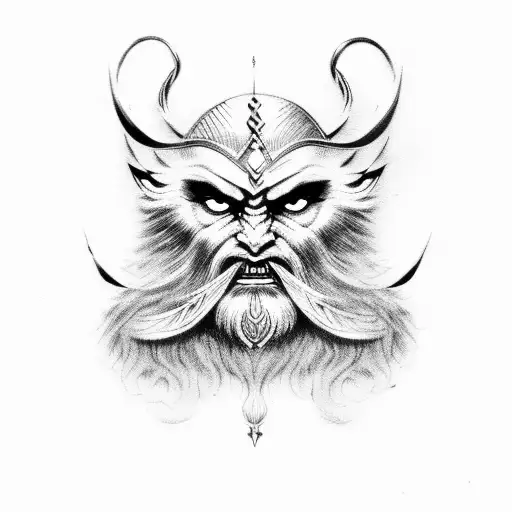 odin face tattoo design idea