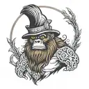 Sasquatch with hat on his head tattoo design idea