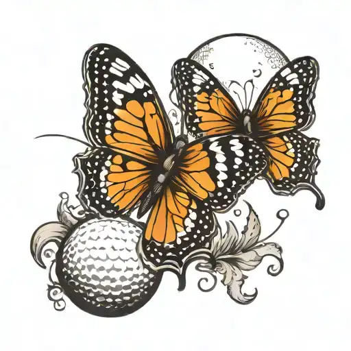 A golf ball transforming into a butterfly mid-flight tattoo design idea