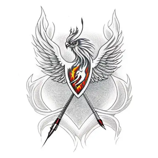 Realism Fire Phoenix Arrow Tattoo Idea Blackink Ai 7355