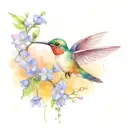 humming bird with forget me not flowers   tattoo design idea