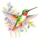 humming bird with forget me not flowers   tattoo design idea
