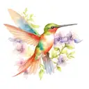 humming bird with forget me not flowers   tattoo design idea