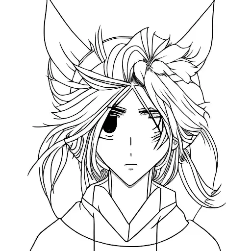 A minimalist tattoo of a beautiful anime painter surrounded by a forest tattoo design idea