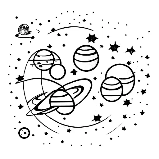 planets attached to hand smoke in the background  tattoo design idea