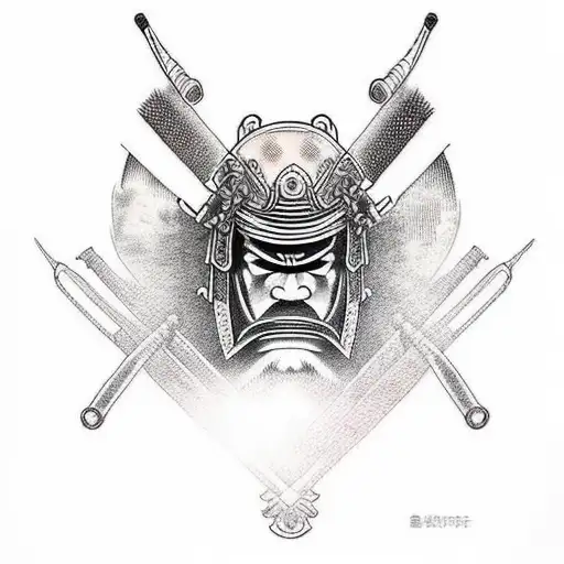 samurai on the grass field at dawn tattoo design idea