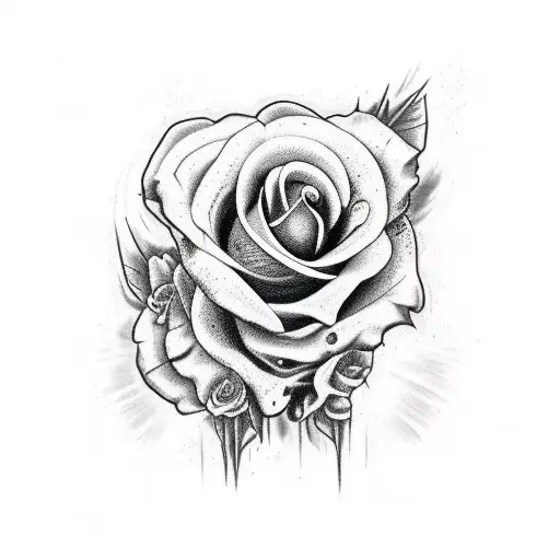 calavera, espada, derpiente y rosas tattoo design idea