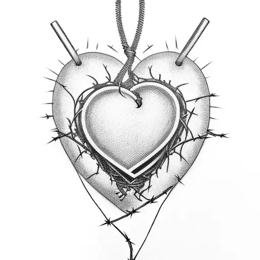 Barbed Wire and heart tattoo design idea