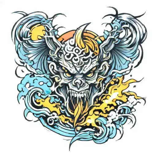 thunder storm tattoo design idea