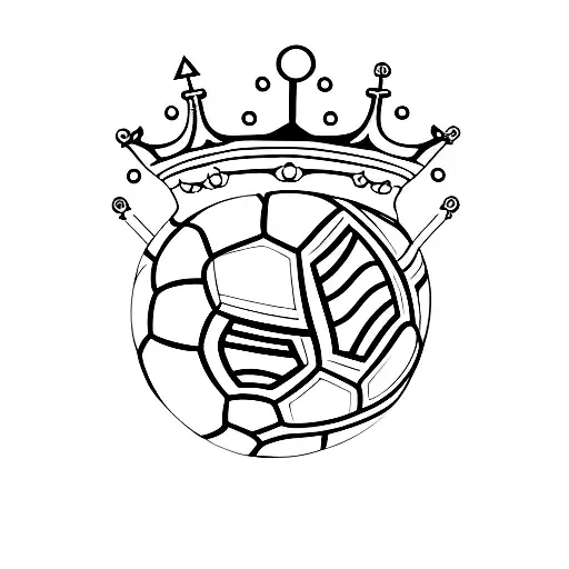 soccer ball with crown tattoo design idea
