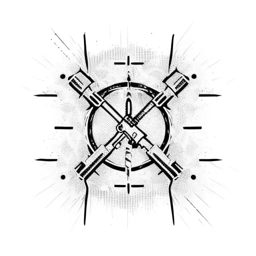 A gun wrapped in barbed wire with a banner that says 'Never Surrender' tattoo design idea