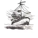 kraken drowning a boat tattoo design idea