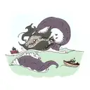 kraken drowning a boat tattoo design idea