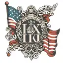 Roman numerals IX-VIII-IVIII with American flag waving tattoo design idea