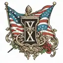 Roman numerals IX-VIII-IVIII with American flag waving tattoo design idea