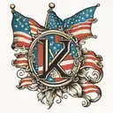 Roman numerals IX-VIII-IVIII with American flag waving tattoo design idea