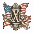 Roman numerals IX-VIII-IVIII with American flag waving tattoo design idea