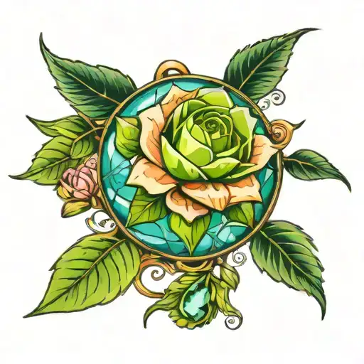 peridot birthstone as planet earth tattoo design idea