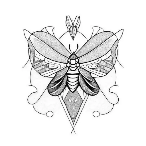 Moth with a skull on the back tattoo design idea
