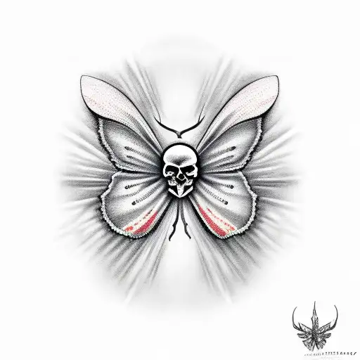 Moth with a skull on the back tattoo design idea