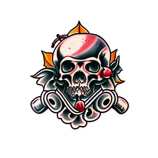 cherry skulls tattoo design idea