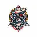 cherry skulls tattoo design idea