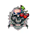 cherry skulls tattoo design idea