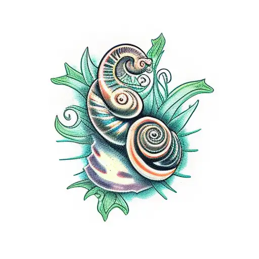 snail with plants and spooky elements tattoo design idea