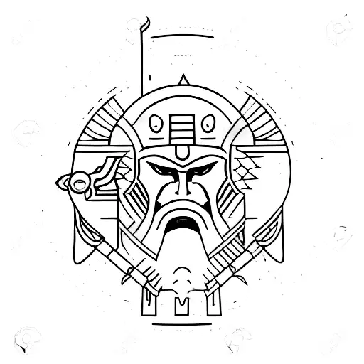 A minimalist tattoo of a Spartan warrior in a cosmic armor tattoo design idea