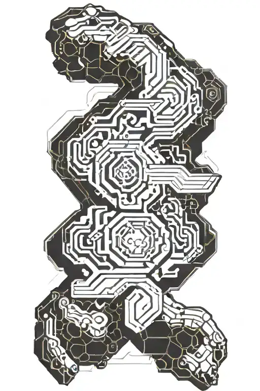 wrap around biceps cyber sigilism  tattoo design idea