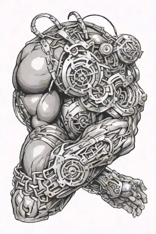 wrap around biceps cyber sigilism  tattoo design idea