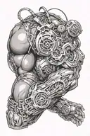 wrap around biceps cyber sigilism  tattoo design idea