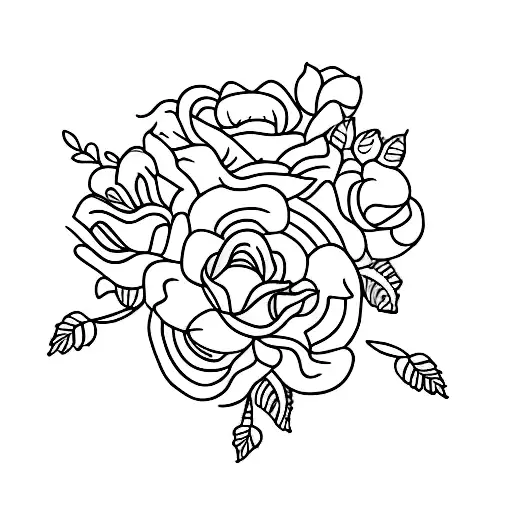A minimalist design of a dumbbell surrounded by flowers tattoo design idea
