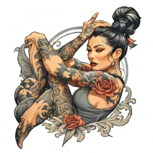 woman posing tattoo design idea