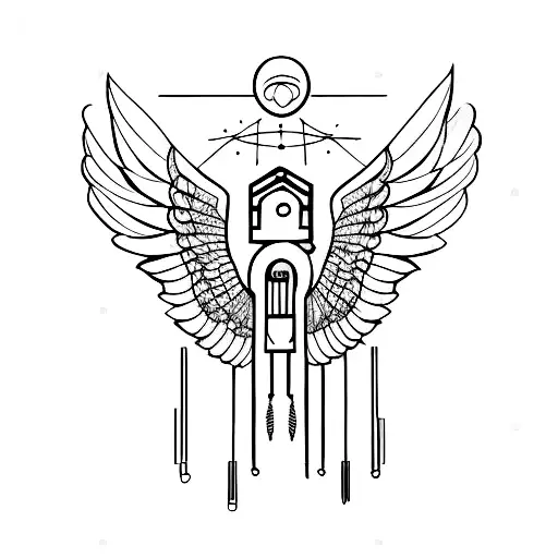 un humano cosiendo sus alas tattoo design idea