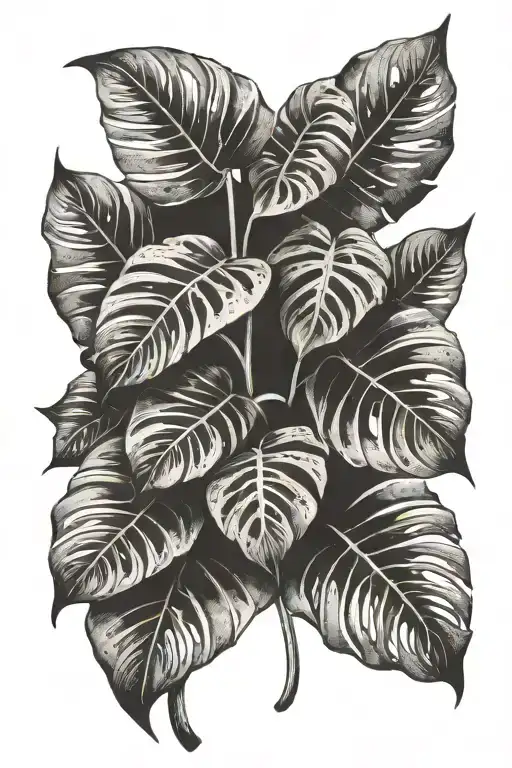 long horn monstera leaves tattoo design idea