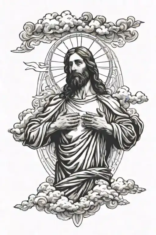 clouds surrounding Jesus stripped 4778  tattoo design idea