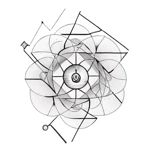 A geometric design incorporating elements of a bicycle wheel and a light bulb, symbolizing the client's passion for cycling and occupation as an electrician tattoo design idea