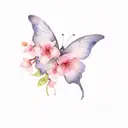 purple butterfly with pink cherry blossom flower tattoo  tattoo design idea