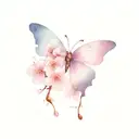 purple butterfly with pink cherry blossom flower tattoo  tattoo design idea