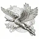 Icarus flying too close with captions memento mori and memento vivere tattoo design idea