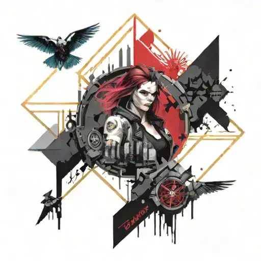 cyberpunk 2077 edgerunners lucy and david geometric mandala design tattoo design idea