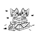 two cats sitting on top of a box tattoo design idea