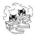 two cats sitting on top of a box tattoo design idea