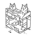 two cats sitting on top of a box tattoo design idea