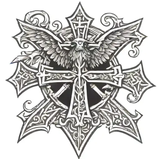 red Griffin holding an iron cross tattoo tattoo design idea