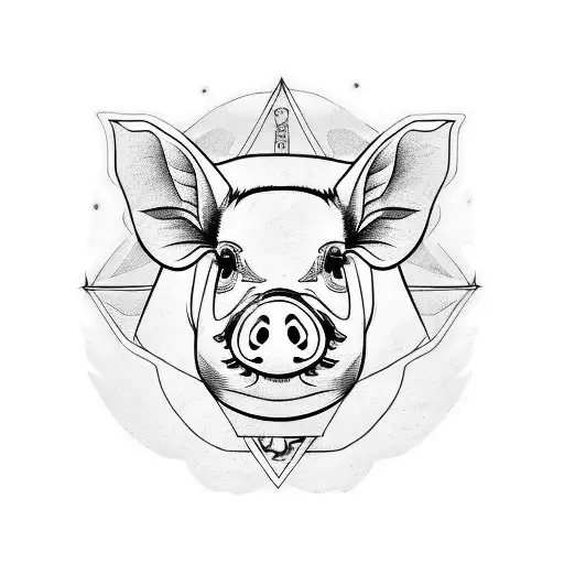 Minimalist Pig Tattoo Design