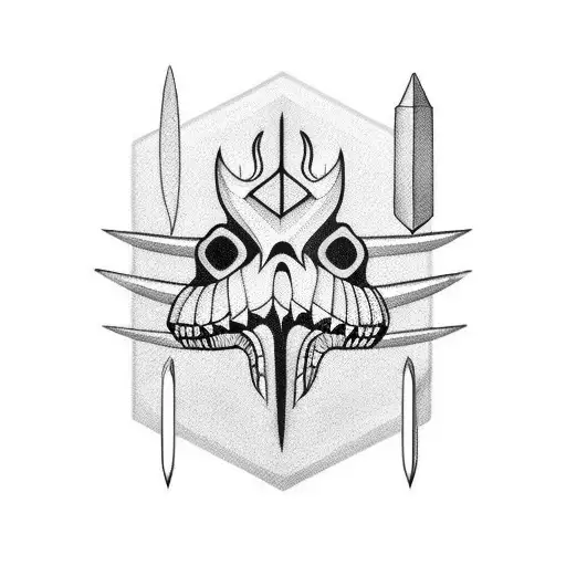 tooth and knife tattoo design idea