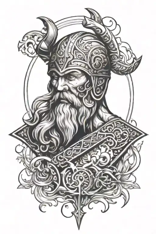 I want a proposal for a tattoo with viking motifs, a strong-minded person and the sea tattoo design idea